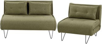 Beliani Living Room Set 3 Seater VESTFOLD Fabric Olive Green