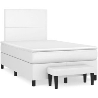 vidaXL Cama Box Spring Con Colch&oacute;n Cuero Sint&eacute;tico Blanco 120x190 Cm Vidaxl