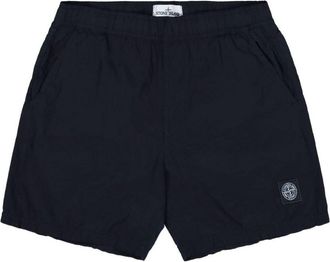 Stone Island Blue Swimsuit With Logo Patch