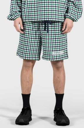 Pleasures Misquote Diamond Pattern Shorts in Navy at Nordstrom, Size Small