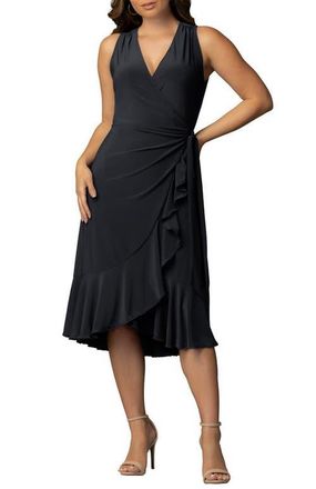 Kiyonna Laguna Sleeveless Wrap Dress in Black Noir at Nordstrom, Size X-Large