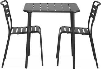 Sweeek Set mesa de jard&iacute;n bistr&oacute; de acero con 2 sillas, 70 cm, antracita
