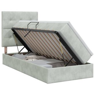 vidaXL Letto Con Contenitore E Materasso Grigio Chiaro 90 X 190 Cm Vidaxl