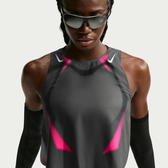 Nike Womens AeroSwift Dri-FIT ADV Cropped Running Tank Top in Grey | IF3649-069