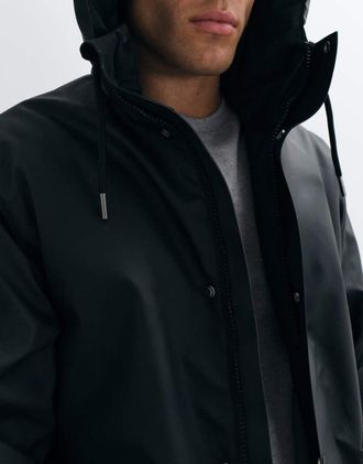 Rains Nome parka impermeabile imbottita e isolante nera-Nero