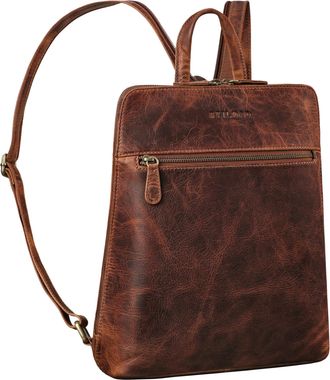 STILORD Doris Leather Backpack Womens Vintage Daypack Vintage Small Rucksack Women Back Bag Leather Bag Small Hiking Backpack, Colour:prestige - brown
