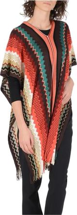 Missoni Capes, female, Multicolor, Size: ONE SIZE Multicolor Wool Blend Poncho