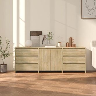 vidaXL Credenze 3 pz Rovere Sonoma in Legno Multistrato - Vidaxl