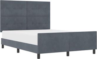 vidaXL Box Spring Bed with Headboard Dark grey 140 x 190 cm Velvet vidaXL