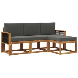 vidaXL Conjunto De Sof&aacute;s De Exterior 4 Pcs Natural Y Antracita Vidaxl