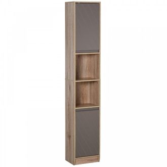 HOMCOM MDF 6-Tier Tall Bathroom Storage Cabinet Brown/Grey | TJ Hughes Grey