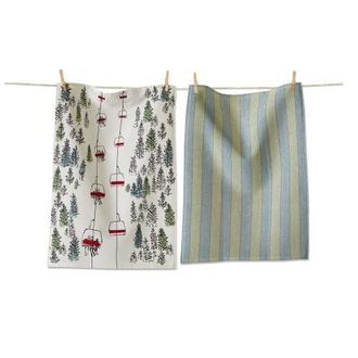 Tag Ski Lift Dishtowel Set Green Multi Cotton Kitchen Towels at Nordstrom