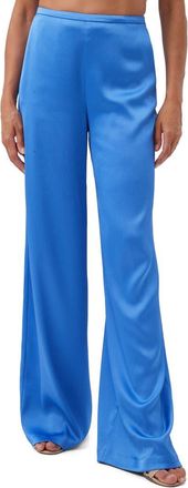 Trina Turk Tavia Wide Leg Satin Pant in Beach Ball Blue at Nordstrom, Size 12