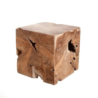 Macabane Cubo de madera de teca de 40x40x40 cm