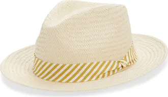 Rag & Bone Packable Straw Fedora in Natural Gold Straw at Nordstrom, Size Medium