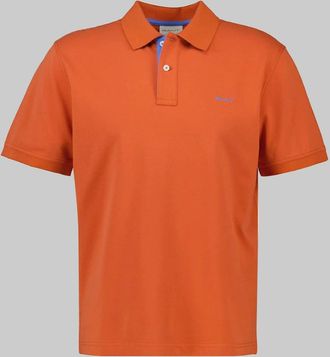 GANT Mens GANT Regular Contrast Pique Polo Shirt, Deep Orange - Size: 42