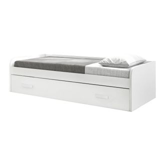 Muemue Cama + elevable aglomerado blanco con somier 105/90 cm
