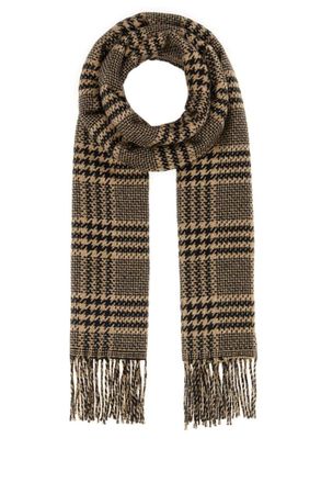 Saint Laurent Beige Black Houndstooth Pattern Scarf
