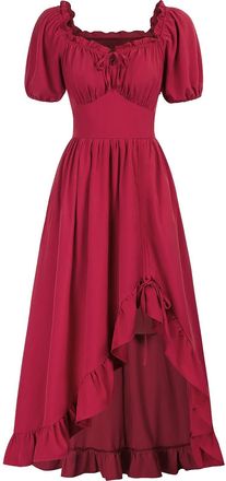 Generic Victorian Dress Renaissance Dresses for Women UK Short Sleeve Vintage Medieval Ruffle Dresses Victorian Dresses Pirate Peasant Dress Halloween Costume