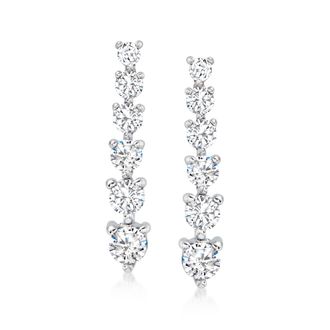 Ross-Simons Diamond Graduated Linear Drop Earrings in 14kt White Gold