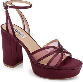 Badgley Mischka Yohana Platform Ankle Strap Sandal in Cherry Satin at Nordstrom, Size 8.5