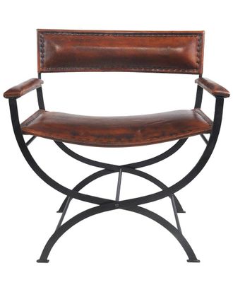 LR Home Lr Home Capello Solid Mid-Century Modern Handmade Leather Director Accent Chair