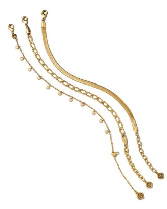 Kendra Scott Womens Kassie Set Of 3 Chain Bracelets In Vintage Gold