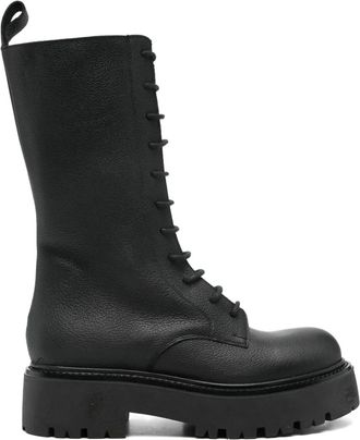 Gisèl moirè 40mm leather combat boots - women - Leather/Rubber/Sheepskin - 37 - Black