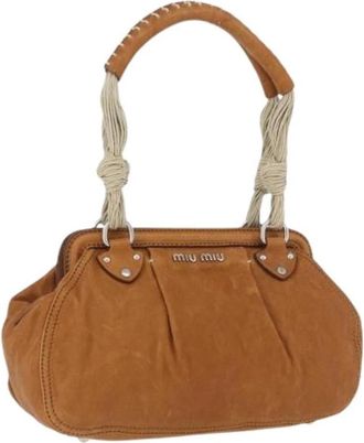 Miu Miu Pre-owned Hand Bag - Dames - Vintage Schoudertas - Bruin - ONE Size - Leer - Vintage