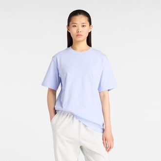 New Balance Donna Athletics Jersey T-Shirt in Viola, Jersey di Cotone, Taglia XL