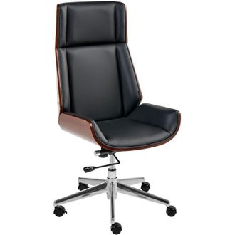 Beliani Executive Office Chair Black Faux Leather Upholstery Seat Height Adjustment Titl Swivel Padding TAMARACK