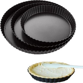 OEM Sphproducts, Moldes Para Quiche, Moldes Para Tarta, Negro, Moldes Para Hornear, Ideales Para Tartas Y Quiches, Juego De 3 Tama&ntilde;os