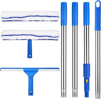 OEM Limpiacristales Profesional Con Mango Telesc&oacute;pico De 150 Cm, Herramienta De Limpieza De Ventanas Con Rasqueta De Silicona De 35 Cm Y Cepillo De Microf