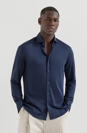 Brunello Cucinelli Spread collar shirt in Azure at Nordstrom, Size Xxx-Large Eu