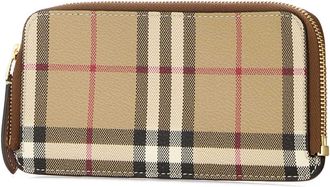 Burberry Womens Long Card Holder Brown Polyurethane Polyester Cotton Wallet