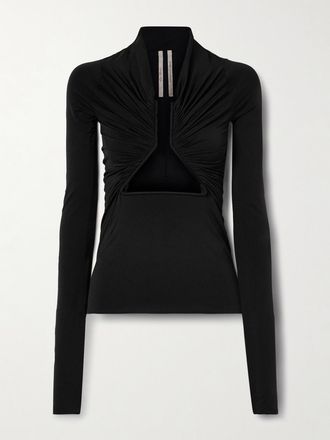 Rick Owens Maglia Cut-out In Jersey Stretch Arricciato - Nero