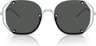 Emporio Armani 54mm Irregular Sunglasses in Shiny Silver /Dark Grey at Nordstrom