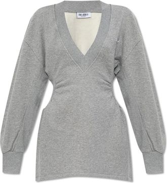 The Attico Kleedjes, Dames, Grijs, 2Xs, Katoen, Jurk met logo