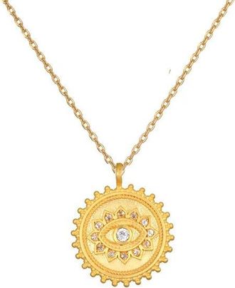 Satya Jewelry True Visionary White Topaz Evil Eye Necklace in Gold at Nordstrom