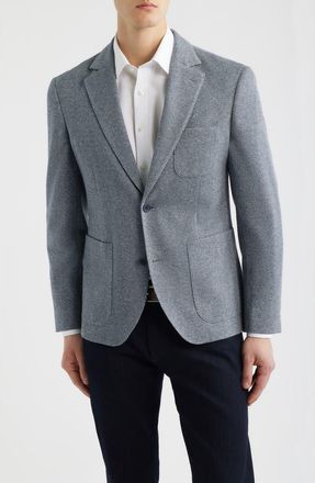 Nordstrom Henrik Trim Fit Grey Herringbone Knit Cotton Blend Sport Coat in Grey Oscar Herringbone at Nordstrom, Size Xxx-Large