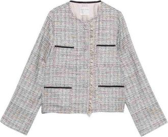 Forte_Forte Beige And Multicolor Fringed Tweed Jacket