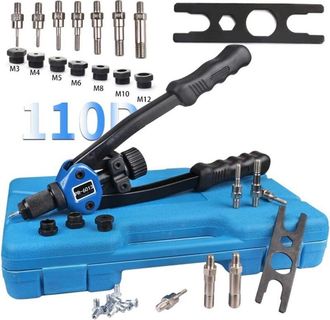 Elle Juego De 110 Alicates Para Remachar M3-m12 De Ej.life Con Remaches De Aluminio Para Remaches Ciegos En Acero Inoxidable Y Aluminio, Remachadora Manual
