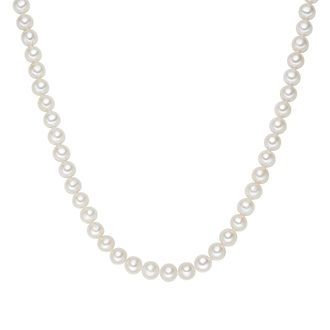 Valero Pearls Womens Fresh Water Cultured Pearl Necklace - White Sterling Silver - Size 50 cm