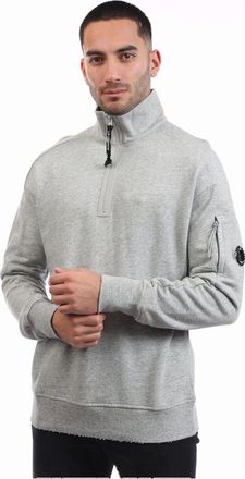 C.P. Company Mens Diagonal Raised Fleece Half-Zip Sweatshirt - Grey - Size: 40