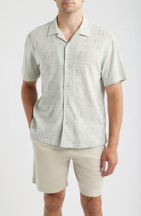 Tori Richard Tile Cabana Camp Shirt in Mist at Nordstrom, Size Xx-Large