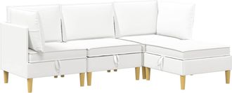 vidaXL Juego De Sof&aacute; Modular Con Almacenamiento 4 Uds. Blanco Tela Vidaxl