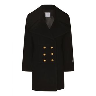 Patou Double-Breasted Coats, female, Black, Size: S Double-Breasted Midi Coat