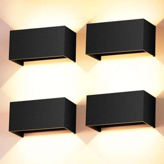 OEM Aplique De Pared Impermeable Ip65 De 24 W - Juego De 4 Apliques Led, Luz Blanca C&aacute;lida De 3000 K - &Aacute;ngulo De Haz Ajustable - Aluminio Fundido A Presi&oacute;