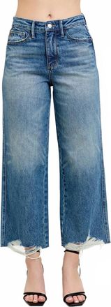 Judy Blue High Waist Destroy Hem Crop Wide Jeans In Rigid Magic Denim