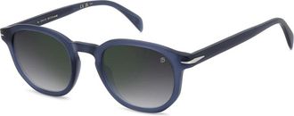 Eyewear by David Beckham Matte Blauwe zonnebril met groene spiegel - Heren - Zonnebrillen - Blauw - 49 MM - Accessoires